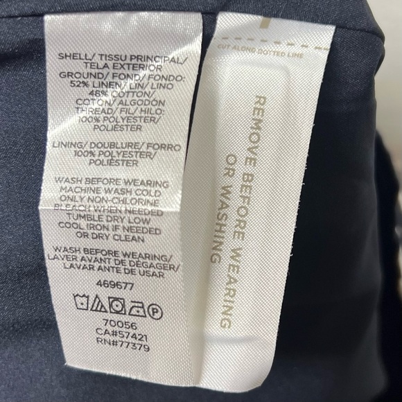 Ann Taylor Dress Womens 14 Blue White Linen Blend Halter Embroidered Pineapple - Picture 11 of 13